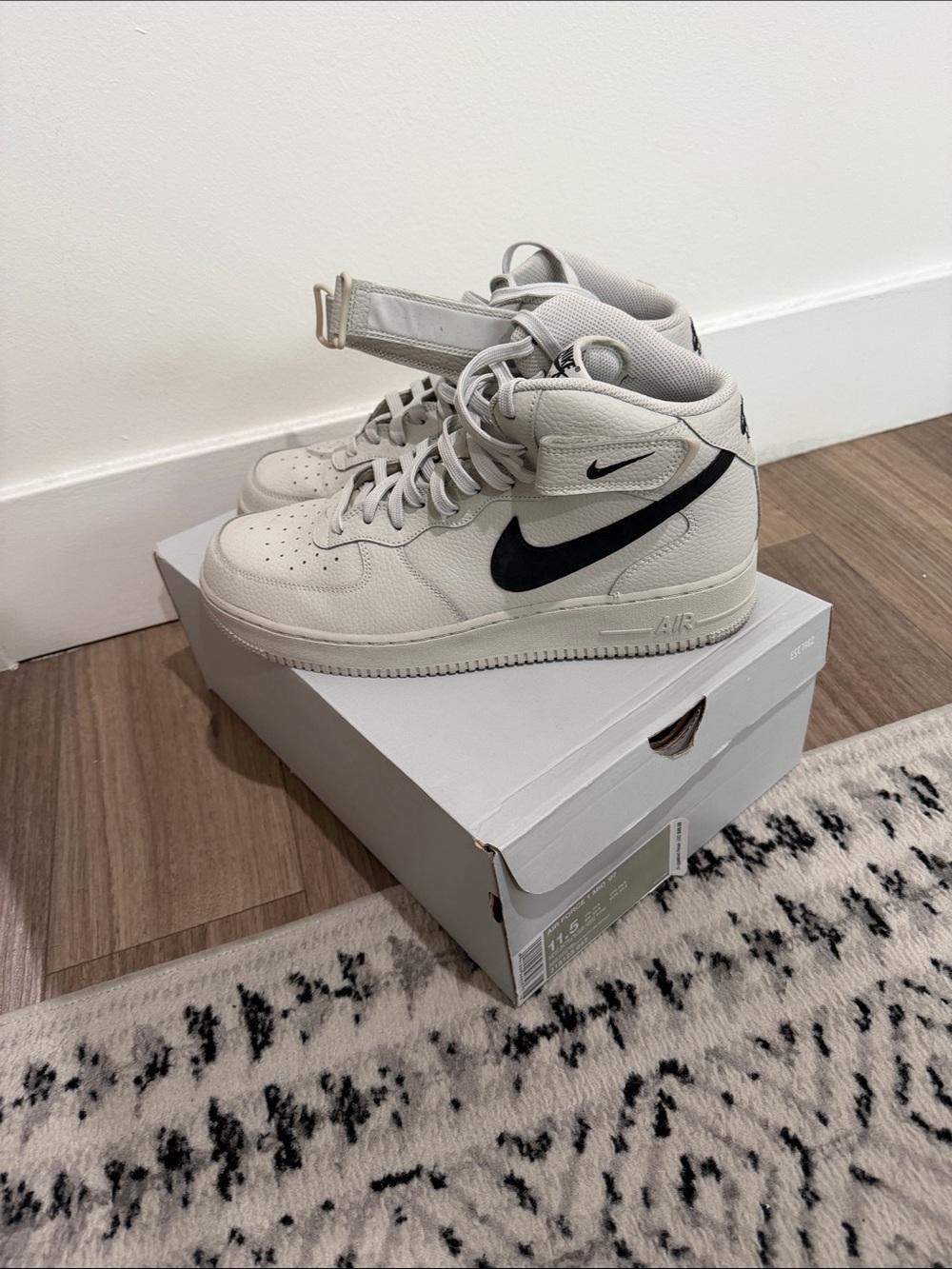 Air Force 1 Mid in Cream with Black Swoosh